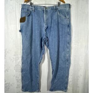 Wrangler Riggs Jeans 42x30 Carpenter Light Wash Blue Denim Workwear